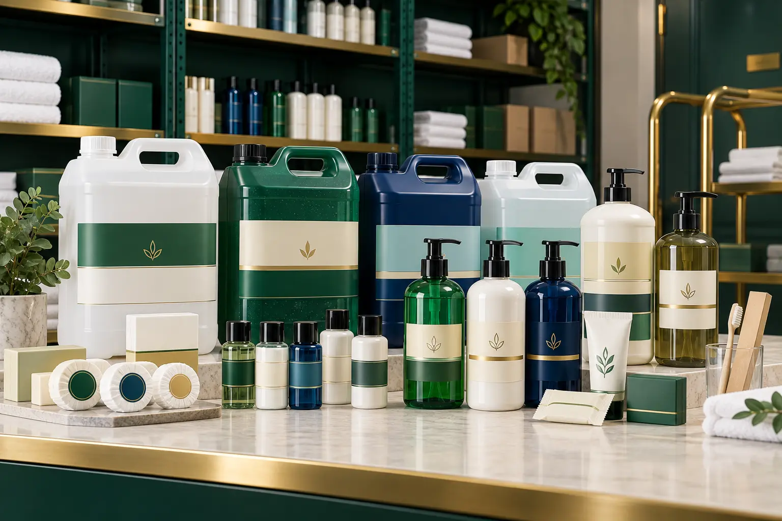 Commercial refill canisters, pump bottles and hotel personal care products